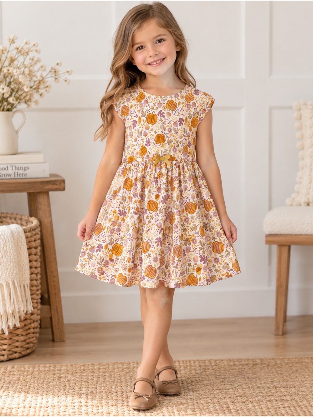 Cynthia Rowley Girls Size 5/6 Pumpkin Fall Dress